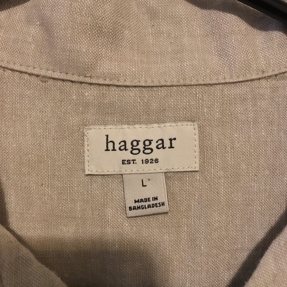 Haggar casual short sleeve large in beige. - Picture 3 of 3